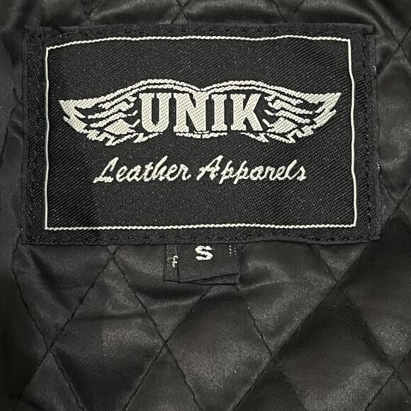Unik Leather Jacket Womens Small Black Quilted Zip Off Lined Biker Moto Zip - Picture 11 of 15